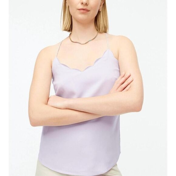 J. Crew size 8 NWT Lilac Purple Scalloped Racerback Cami Tank Top - Picture 1 of 7